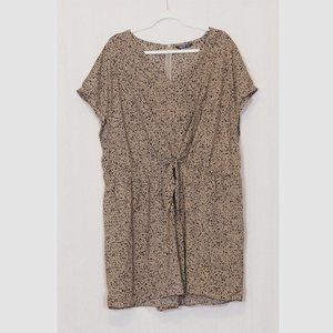 Leopard spotted short sleeved romper with tie front